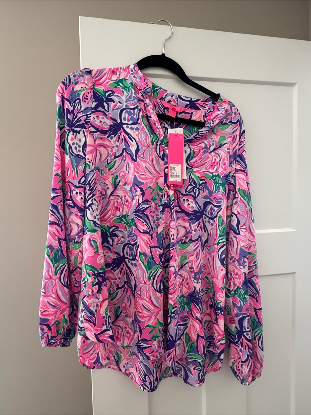 Lilly Pulitzer Pink & Purple Marvelle Floral Button-Front Blouse NWT